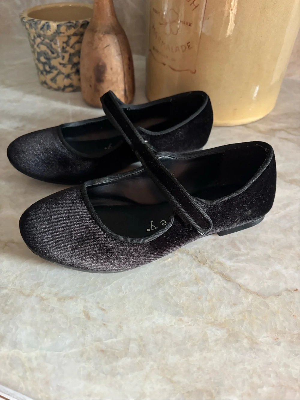 Black Velvet Mary Jane Kids Shoes